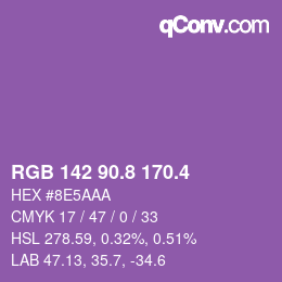 カラーコード: RGB 142 90.8 170.4 | qconv.com