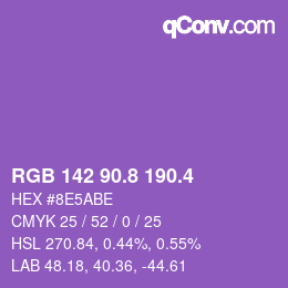 カラーコード: RGB 142 90.8 190.4 | qconv.com