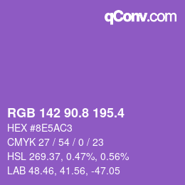 カラーコード: RGB 142 90.8 195.4 | qconv.com