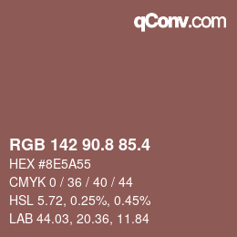カラーコード: RGB 142 90.8 85.4 | qconv.com