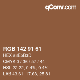 Color code: RGB 142 91 61 | qconv.com