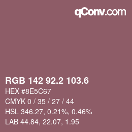 カラーコード: RGB 142 92.2 103.6 | qconv.com