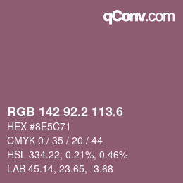 カラーコード: RGB 142 92.2 113.6 | qconv.com