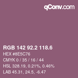 カラーコード: RGB 142 92.2 118.6 | qconv.com
