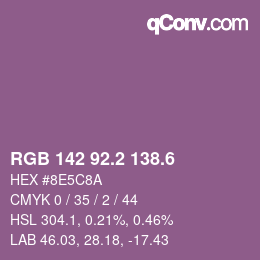 カラーコード: RGB 142 92.2 138.6 | qconv.com
