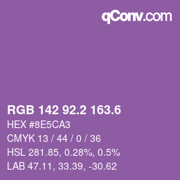 カラーコード: RGB 142 92.2 163.6 | qconv.com