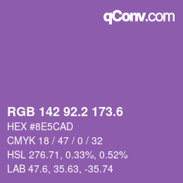 カラーコード: RGB 142 92.2 173.6 | qconv.com