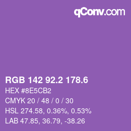 カラーコード: RGB 142 92.2 178.6 | qconv.com