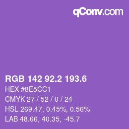 カラーコード: RGB 142 92.2 193.6 | qconv.com