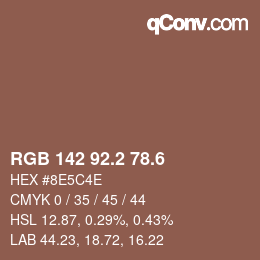 カラーコード: RGB 142 92.2 78.6 | qconv.com