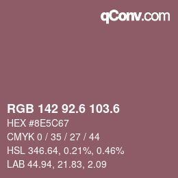 カラーコード: RGB 142 92.6 103.6 | qconv.com