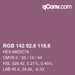 カラーコード: RGB 142 92.6 118.6 | qconv.com
