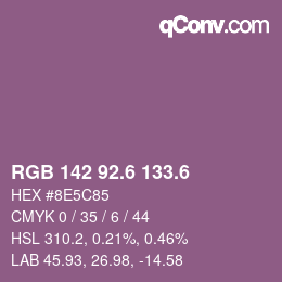 カラーコード: RGB 142 92.6 133.6 | qconv.com