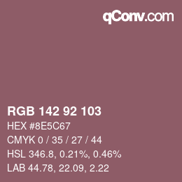 Color code: RGB 142 92 103 | qconv.com