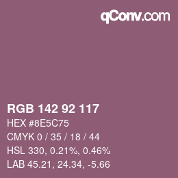 颜色代码: RGB 142 92 117 | qconv.com