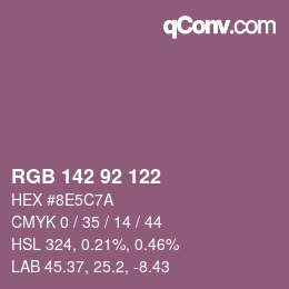 Color code: RGB 142 92 122 | qconv.com