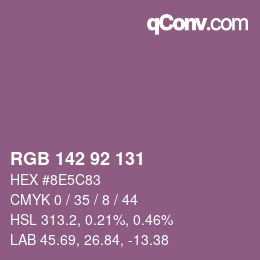 颜色代码: RGB 142 92 131 | qconv.com