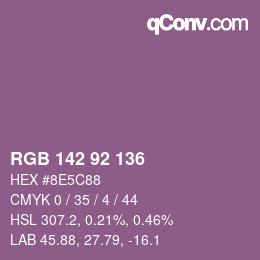 颜色代码: RGB 142 92 136 | qconv.com