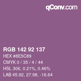 カラーコード: RGB 142 92 137 | qconv.com