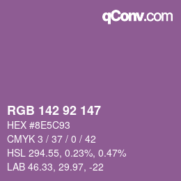 カラーコード: RGB 142 92 147 | qconv.com
