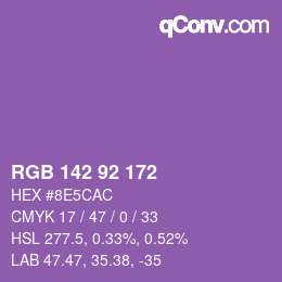 カラーコード: RGB 142 92 172 | qconv.com