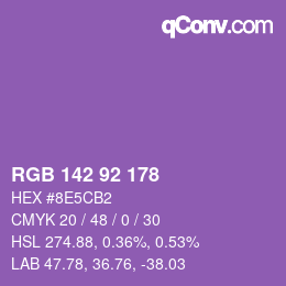 カラーコード: RGB 142 92 178 | qconv.com