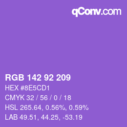 颜色代码: RGB 142 92 209 | qconv.com