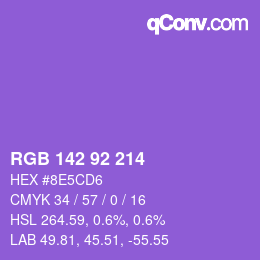 颜色代码: RGB 142 92 214 | qconv.com