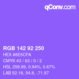 颜色代码: RGB 142 92 250 | qconv.com