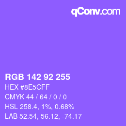颜色代码: RGB 142 92 255 | qconv.com
