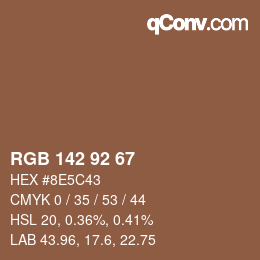 颜色代码: RGB 142 92 67 | qconv.com