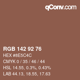 カラーコード: RGB 142 92 76 | qconv.com