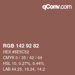 Color code: RGB 142 92 82 | qconv.com