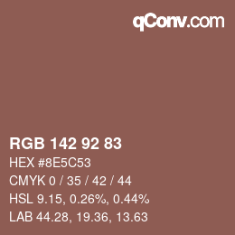 颜色代码: RGB 142 92 83 | qconv.com