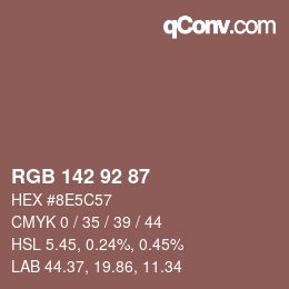 Color code: RGB 142 92 87 | qconv.com