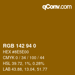 カラーコード: RGB 142 94 0 | qconv.com