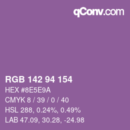 Color code: RGB 142 94 154 | qconv.com