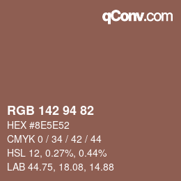 颜色代码: RGB 142 94 82 | qconv.com