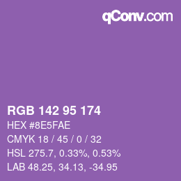 Color code: RGB 142 95 174 | qconv.com