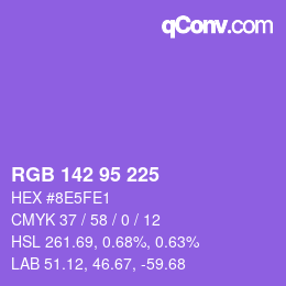 カラーコード: RGB 142 95 225 | qconv.com