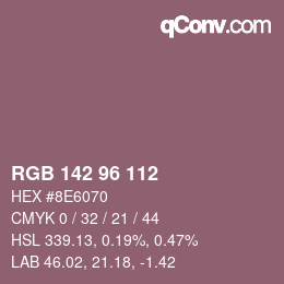 Código de color: RGB 142 96 112 | qconv.com
