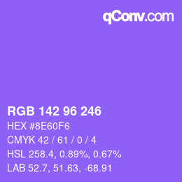Color code: RGB 142 96 246 | qconv.com