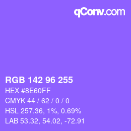 Color code: RGB 142 96 255 | qconv.com