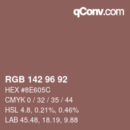 カラーコード: RGB 142 96 92 | qconv.com