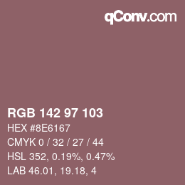 Color code: RGB 142 97 103 | qconv.com