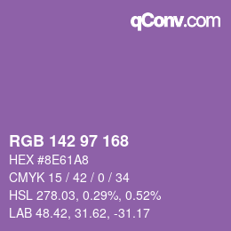Farbcode: RGB 142 97 168 | qconv.com