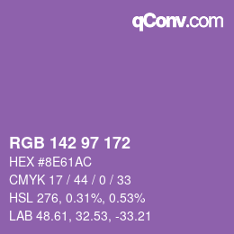 Color code: RGB 142 97 172 | qconv.com