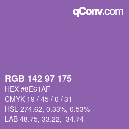 Color code: RGB 142 97 175 | qconv.com