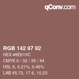 カラーコード: RGB 142 97 92 | qconv.com