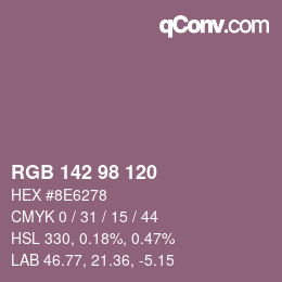 Color code: RGB 142 98 120 | qconv.com
